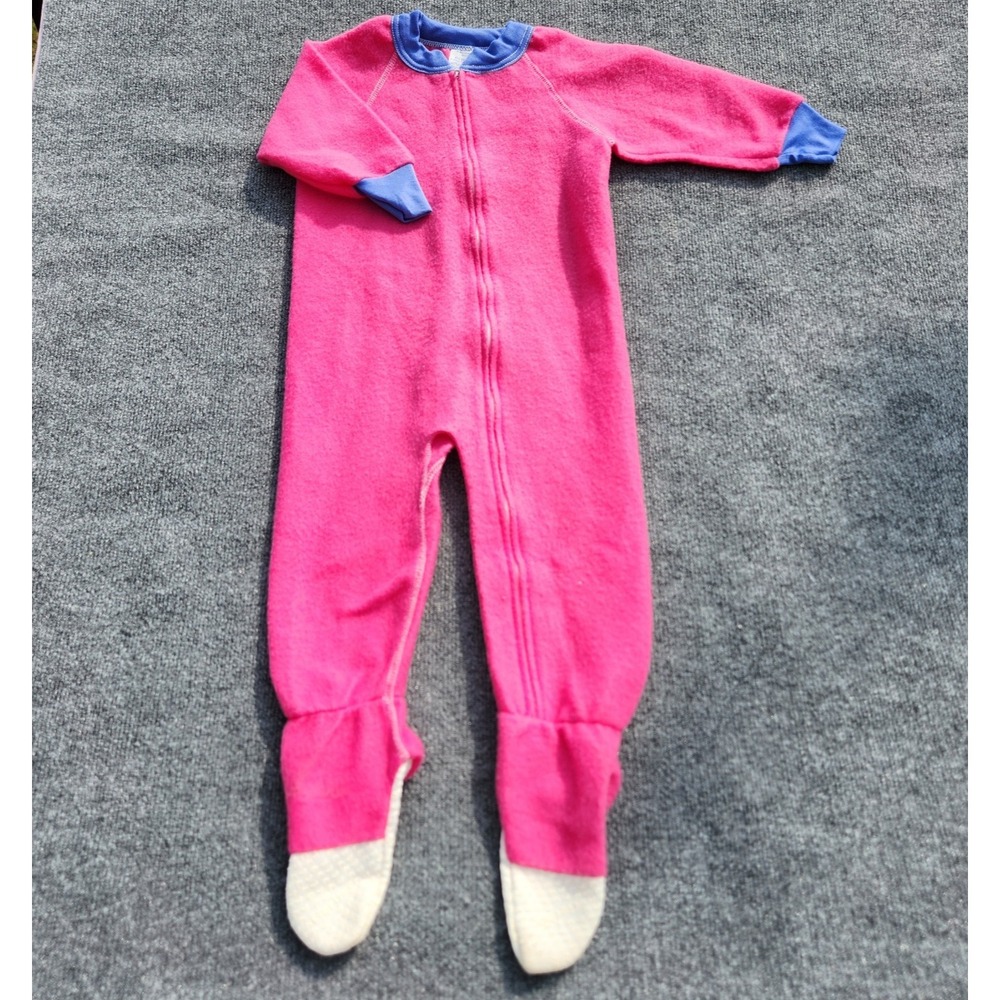 vintage GERBER Blanket Sleeper Footed Pajama's pj's Pink fleece 4T girls NWOT